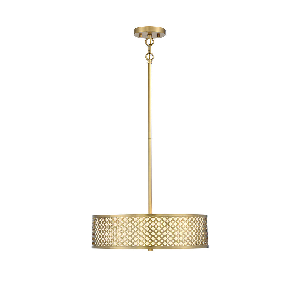 Meridian - Three Light Pendant - Natural Brass- Union Lighting Luminaires Decor