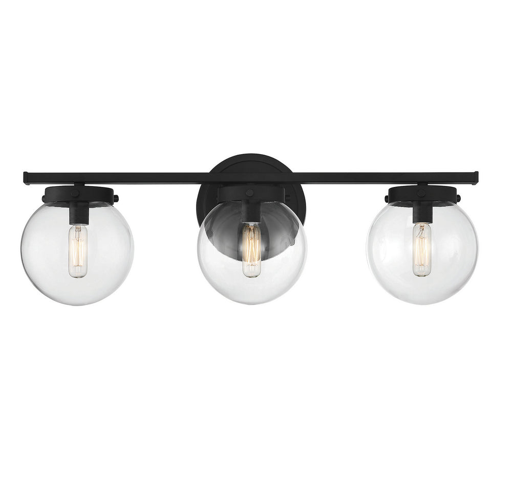 Meridian - Three Light Bathroom Vanity Light - Matte Black- Union Lighting Luminaires Decor
