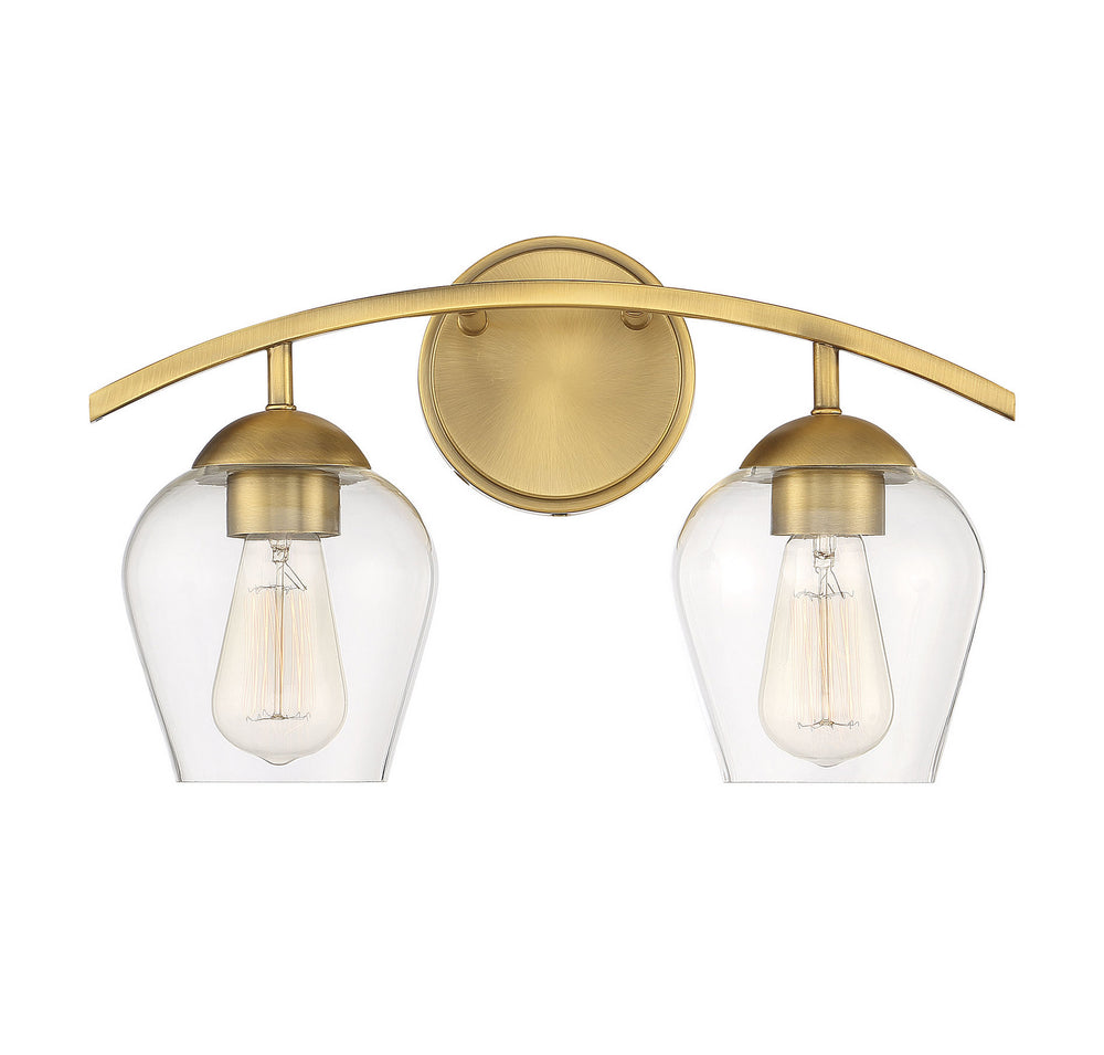 Meridian - Two Light Bathroom Vanity Light - Mbath - Natural Brass- Union Lighting Luminaires Decor