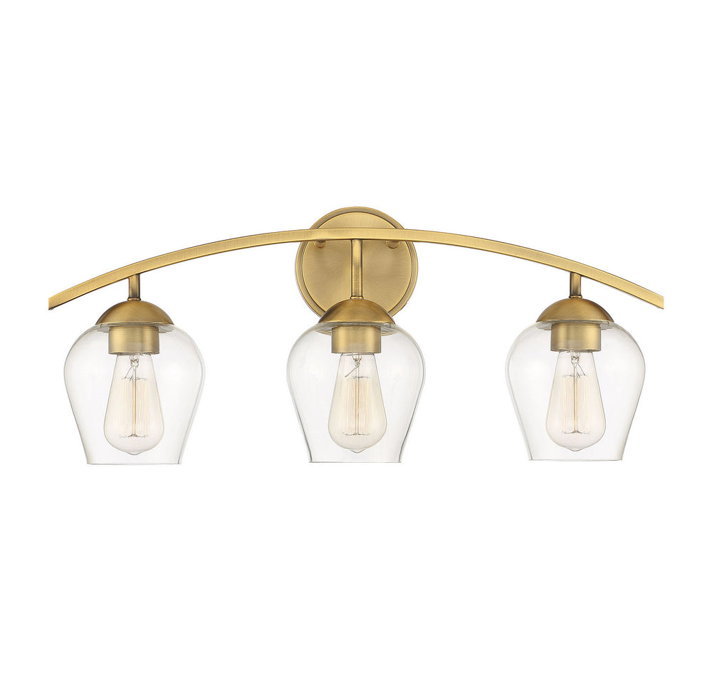 Meridian - Three Light Bathroom Vanity Light - Mbath - Natural Brass- Union Lighting Luminaires Decor