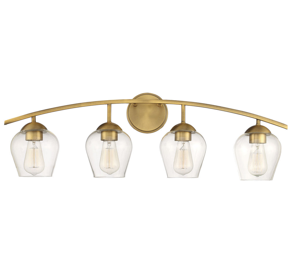 Meridian - Four Light Bathroom Vanity Light - Mbath - Natural Brass- Union Lighting Luminaires Decor