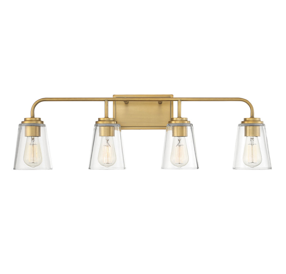 Meridian - Four Light Bathroom Vanity Light - Mbath - Natural Brass- Union Lighting Luminaires Decor