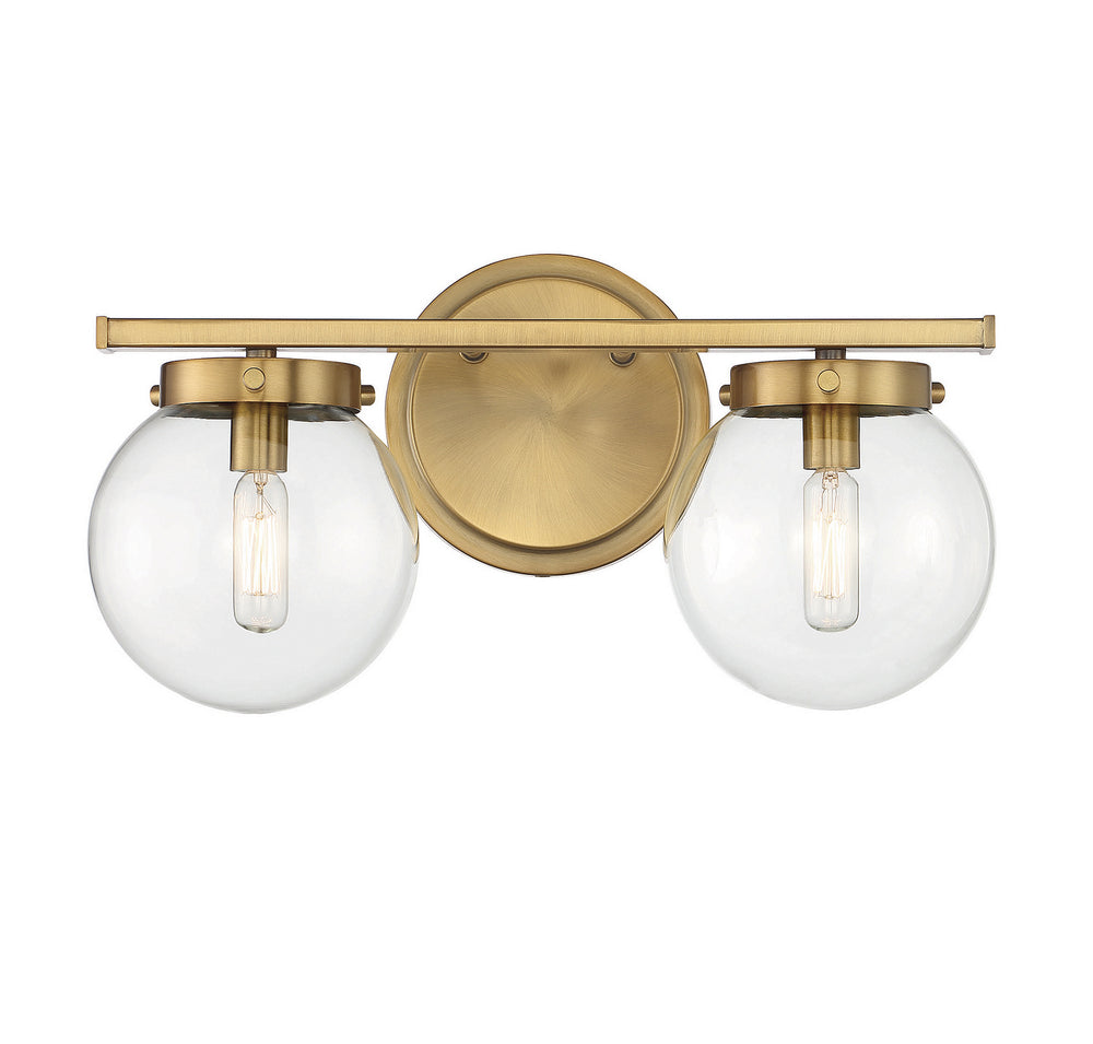 Meridian - Two Light Bathroom Vanity Light - Natural Brass- Union Lighting Luminaires Decor