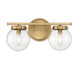 Meridian - Two Light Bathroom Vanity Light - Natural Brass- Union Lighting Luminaires Decor