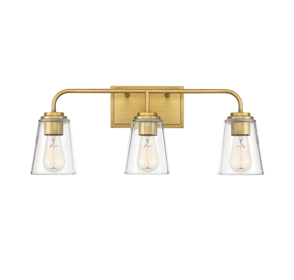 Meridian - Three Light Bathroom Vanity Light - Mbath - Natural Brass- Union Lighting Luminaires Decor