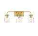 Meridian - Three Light Bathroom Vanity Light - Mbath - Natural Brass- Union Lighting Luminaires Decor