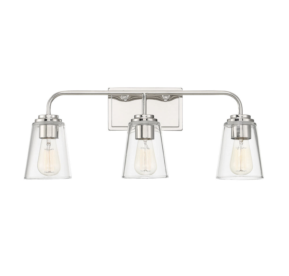 Meridian - Three Light Bathroom Vanity Light - Mbath - Polished Nickel- Union Lighting Luminaires Decor