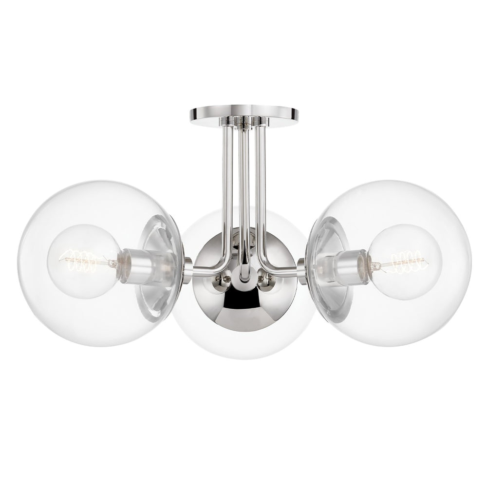 Mitzi Canada - Three Light Semi Flush Mount - Meadow - Polished Nickel- Union Lighting Luminaires Decor