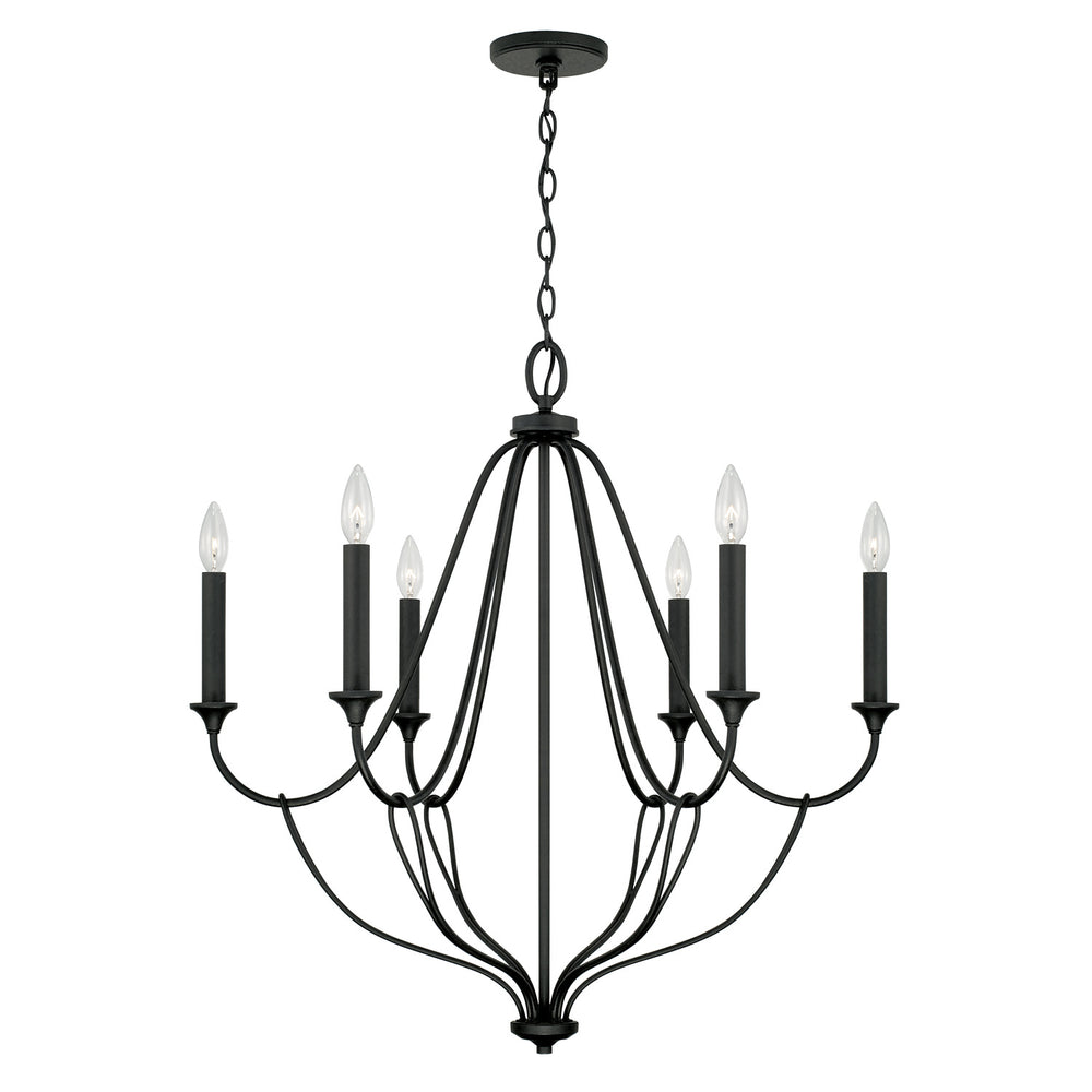 Capital Lighting - Six Light Chandelier - Bentley - Black Iron- Union Lighting Luminaires Decor