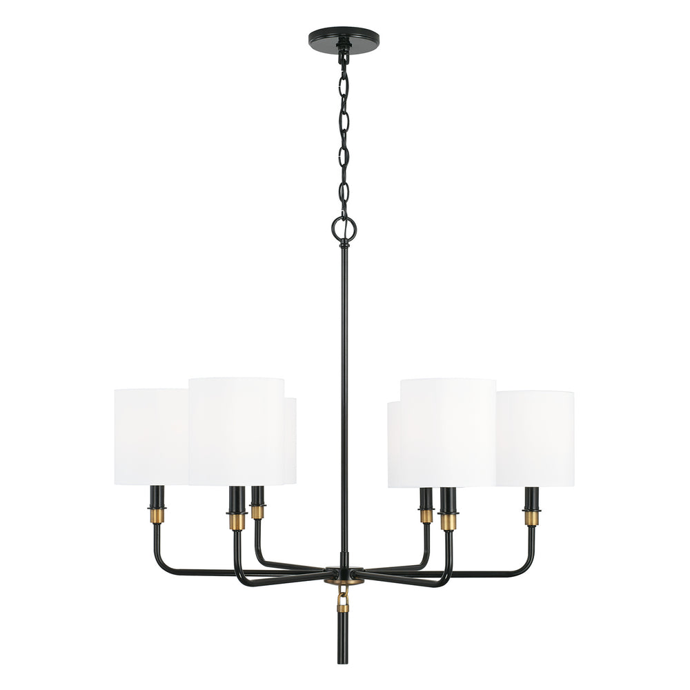 Capital Lighting - Six Light Chandelier - Beckham - Glossy Black and Aged Brass- Union Lighting Luminaires Decor