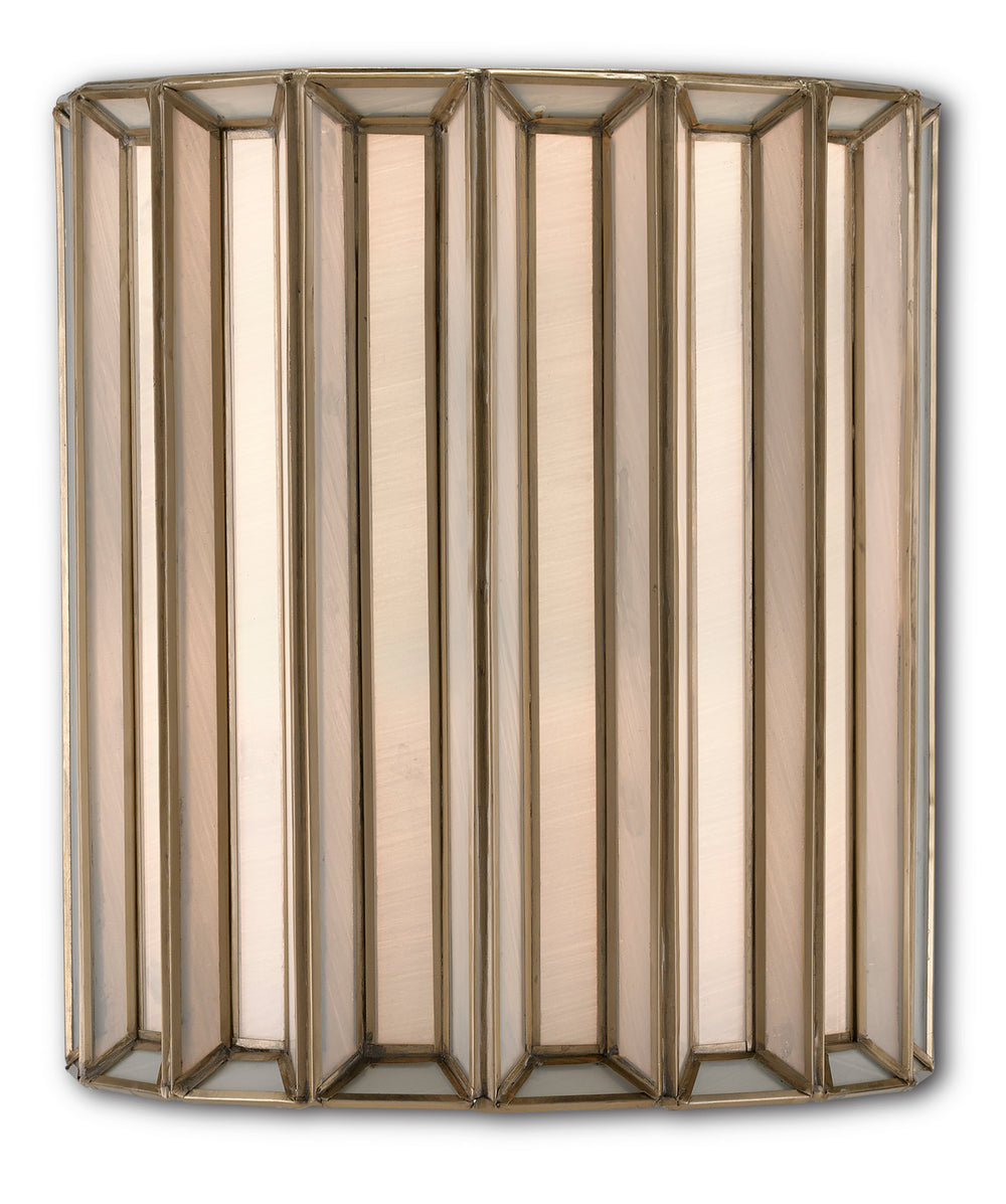 Currey and Company - One Light Wall Sconce - Daze - Antique Brass/White- Union Lighting Luminaires Decor