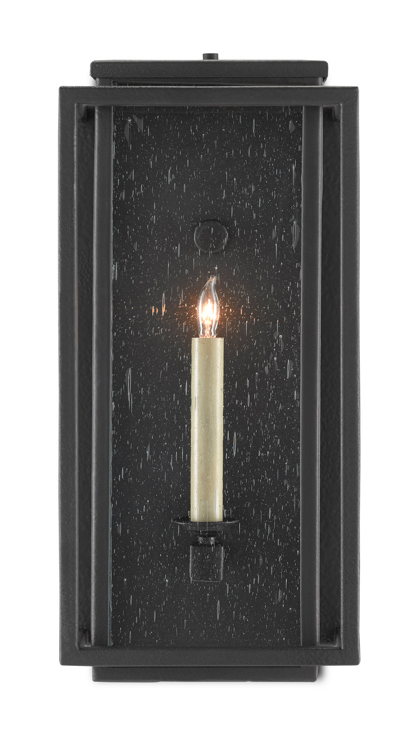 Currey and Company - One Light Outdoor Wall Sconce - Wright - Midnight Black/Clear Seeded- Union Lighting Luminaires Decor