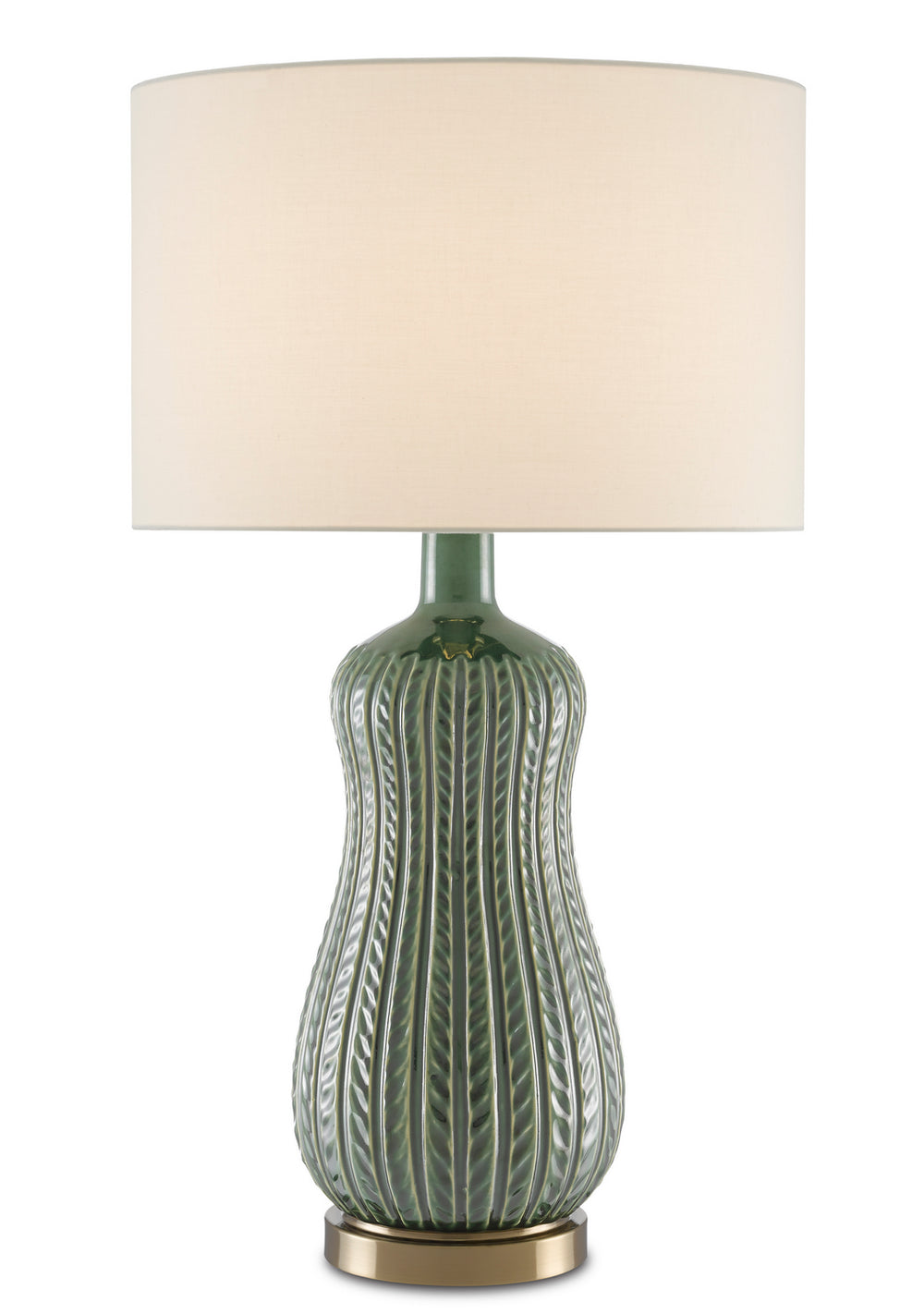 Currey and Company - One Light Table Lamp - Mamora - Green/Antique Brass- Union Lighting Luminaires Decor