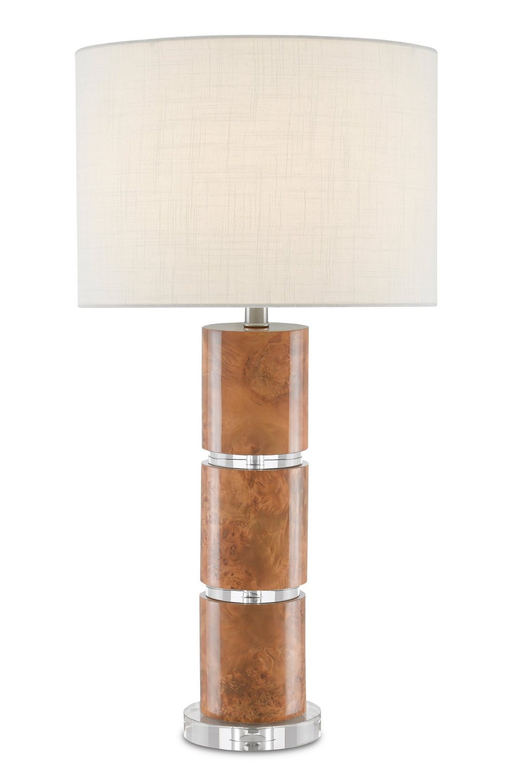 Currey and Company - One Light Table Lamp - Birdseye - Burlwood/Clear- Union Lighting Luminaires Decor