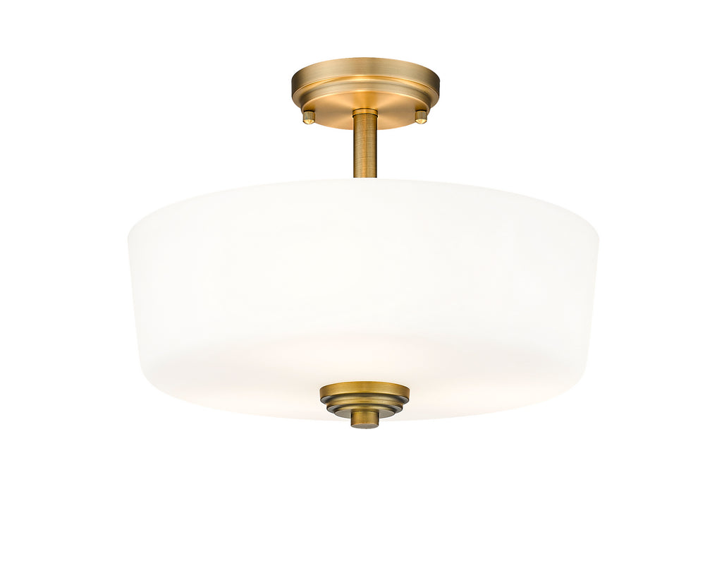 Z-Lite Canada - Three Light Semi Flush Mount - Arlington - Heritage Brass- Union Lighting Luminaires Decor