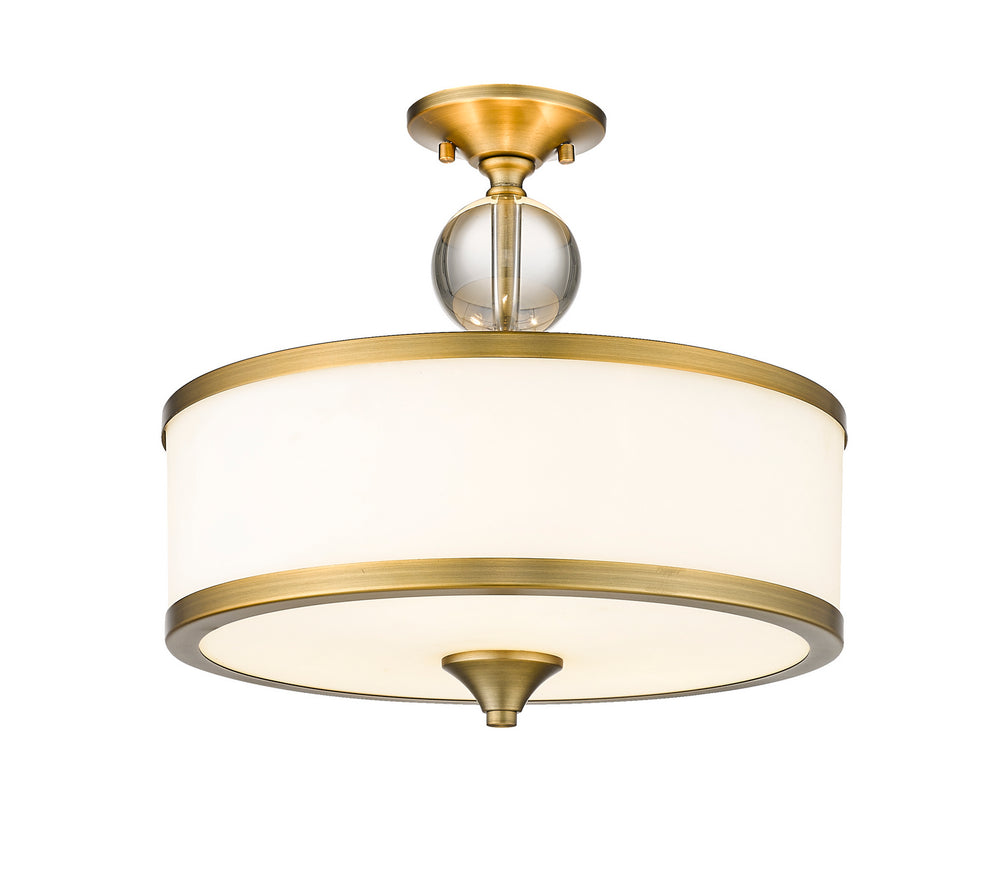 Z-Lite Canada - Three Light Semi Flush Mount - Cosmopolitan - Heritage Brass- Union Lighting Luminaires Decor