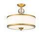 Z-Lite Canada - Three Light Semi Flush Mount - Cosmopolitan - Heritage Brass- Union Lighting Luminaires Decor
