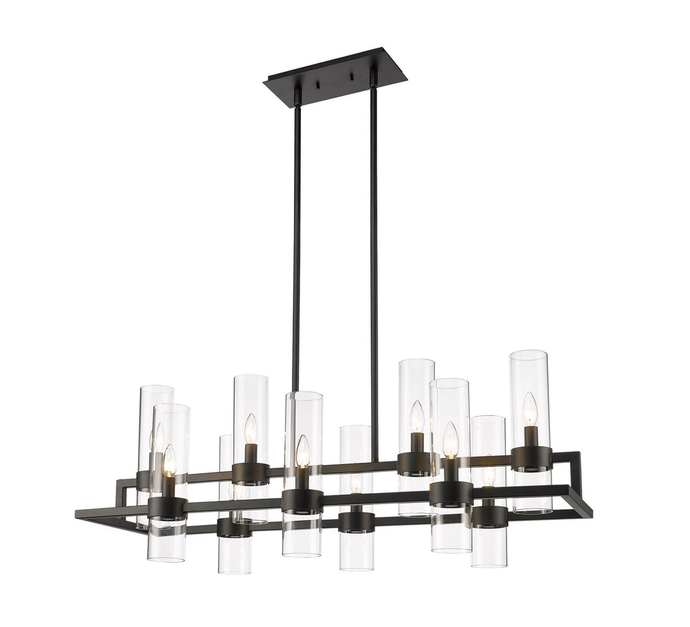 Z-Lite Canada - Ten Light Linear Chandelier - Datus - Matte Black- Union Lighting Luminaires Decor