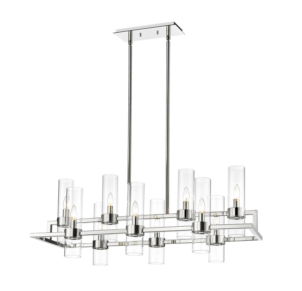 Z-Lite Canada - Ten Light Linear Chandelier - Datus - Polished Nickel- Union Lighting Luminaires Decor