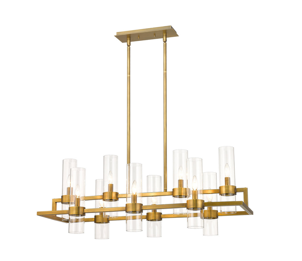 Z-Lite Canada - Ten Light Linear Chandelier - Datus - Rubbed Brass- Union Lighting Luminaires Decor