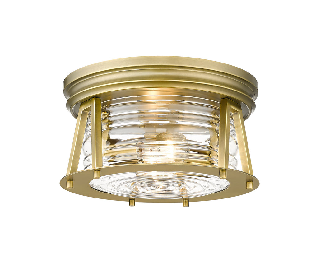 Z-Lite Canada - Two Light Flush Mount - Cape Harbor - Rubbed Brass- Union Lighting Luminaires Decor