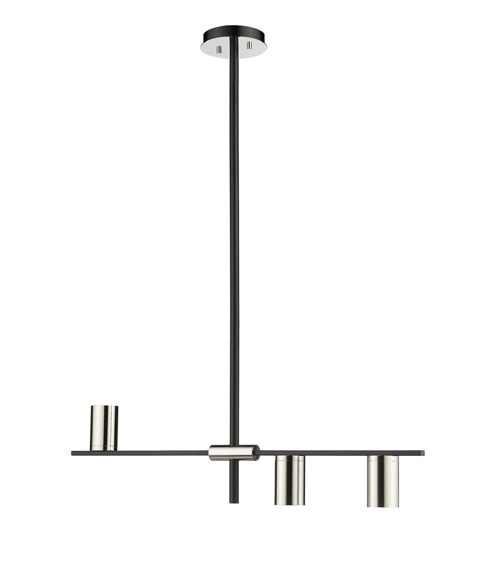 Z-Lite Canada - Three Light Linear Chandelier - Calumet - Matte Black + Polished Nickel- Union Lighting Luminaires Decor