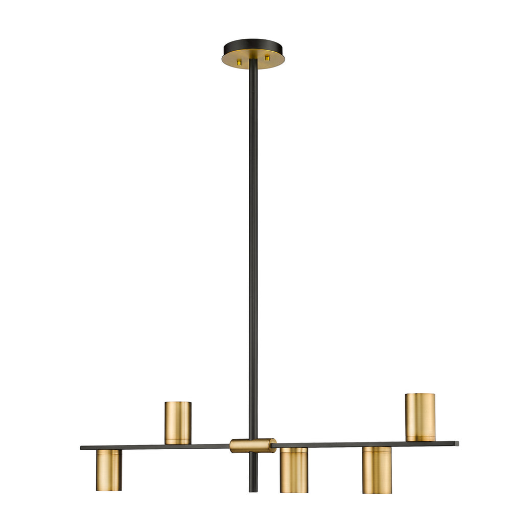 Z-Lite Canada - Five Light Linear Chandelier - Calumet - Matte Black + Olde Brass- Union Lighting Luminaires Decor
