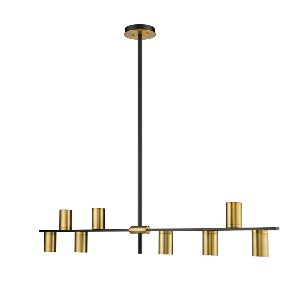 Z-Lite Canada - Eight Light Linear Chandelier - Calumet - Matte Black + Olde Brass- Union Lighting Luminaires Decor