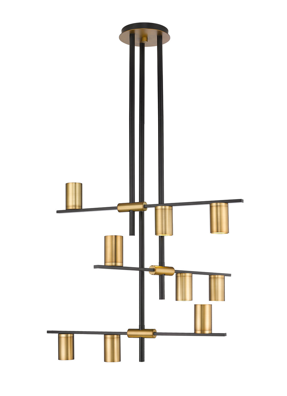 Z-Lite Canada - Nine Light Chandelier - Calumet - Matte Black + Olde Brass- Union Lighting Luminaires Decor