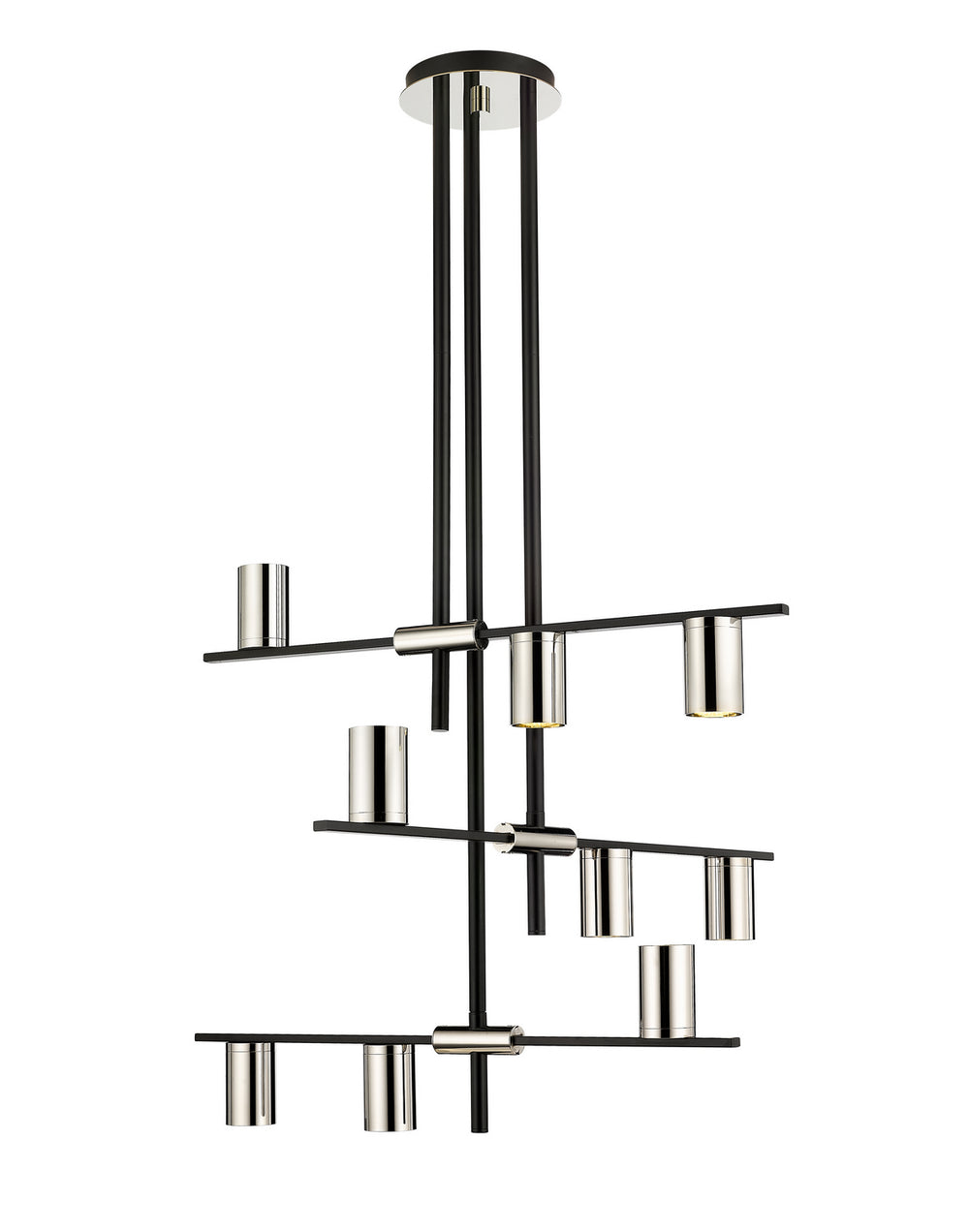 Z-Lite Canada - Nine Light Chandelier - Calumet - Matte Black + Polished Nickel- Union Lighting Luminaires Decor