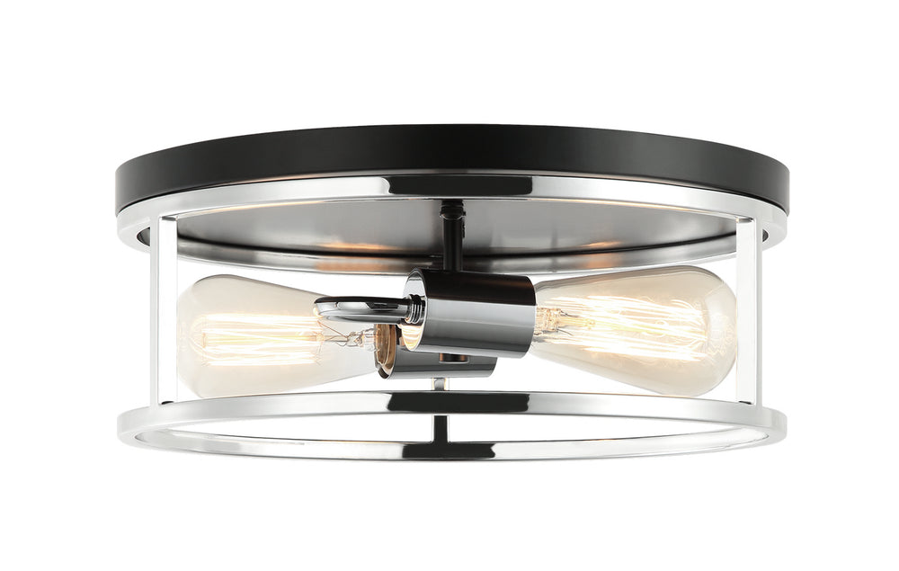 Matteo Canada - Two Light Flush Mount - Clarke - Black + Chrome- Union Lighting Luminaires Decor