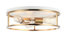 Matteo Canada - Three Light Flush Mount - Clarke - White + Aged Gold Brass- Union Lighting Luminaires Decor