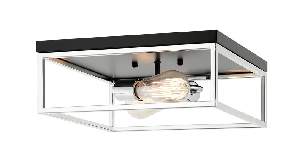 Matteo Canada - Two Light Flush Mount - Clarke - Black + Chrome- Union Lighting Luminaires Decor