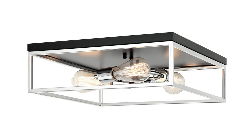 Matteo Canada - Three Light Flush Mount - Clarke - Black + Chrome- Union Lighting Luminaires Decor