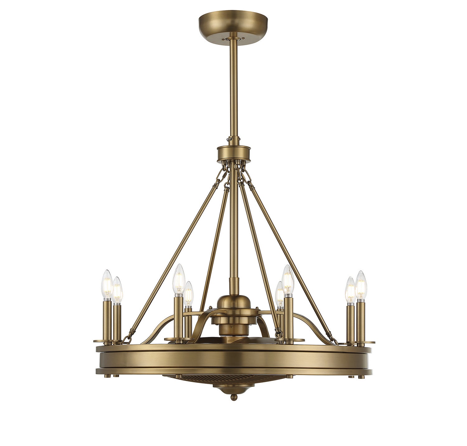 Savoy House - Eight Light Fan D'lier - Lyon - Warm Brass- Union Lighting Luminaires Decor