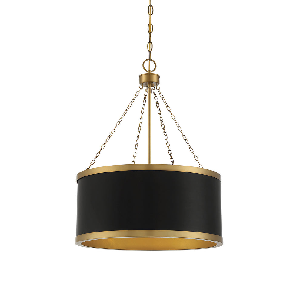 Savoy House - Six Light Pendant - Delphi - Black w/Warm Brass- Union Lighting Luminaires Decor