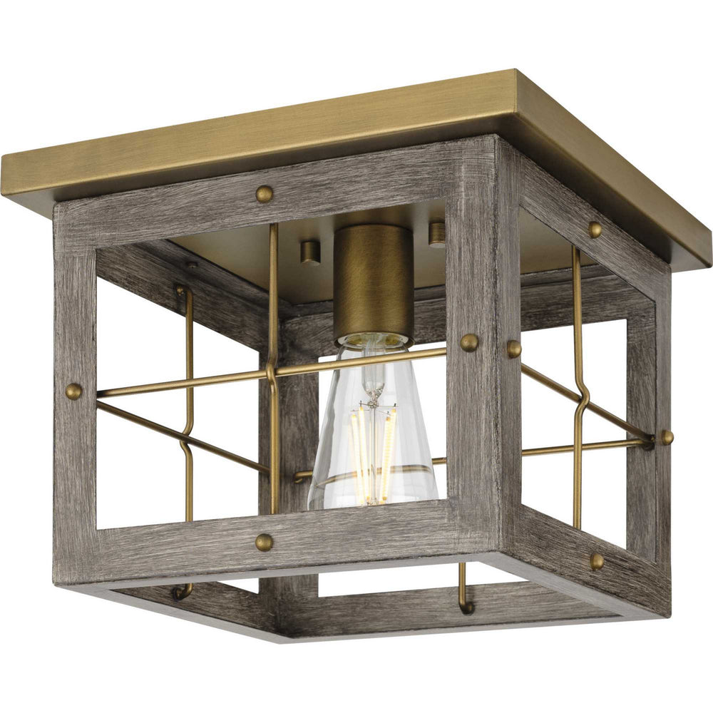 Progress Canada - One Light Flush Mount - Hedgerow - Distressed Brass- Union Lighting Luminaires Decor