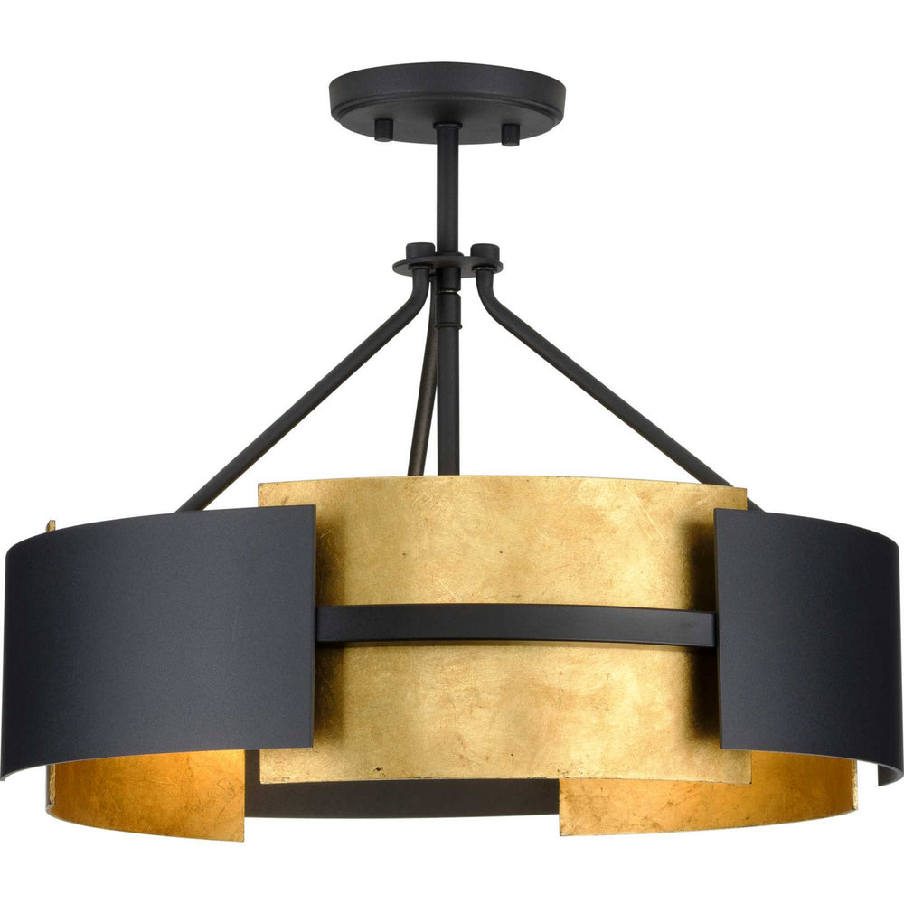 Progress Canada - Three Light Semi-Flush Conv - Lowery - Textured Black- Union Lighting Luminaires Decor