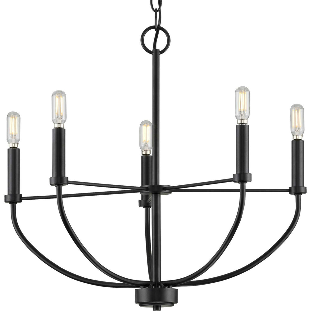 Progress Canada - Five Light Chandelier - Leyden - Matte Black- Union Lighting Luminaires Decor