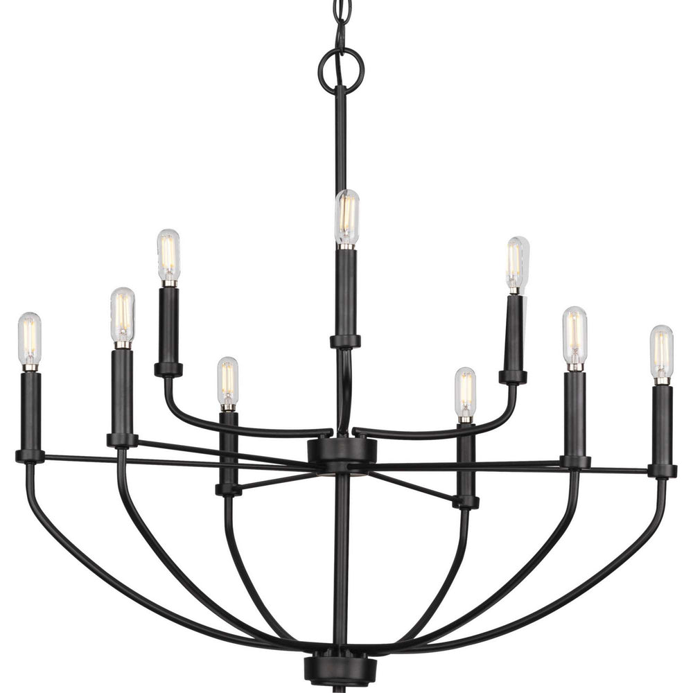 Progress Canada - Nine Light Chandelier - Leyden - Matte Black- Union Lighting Luminaires Decor