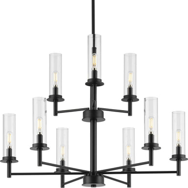 Progress Canada - Nine Light Chandelier - Kellwyn - Matte Black- Union Lighting Luminaires Decor