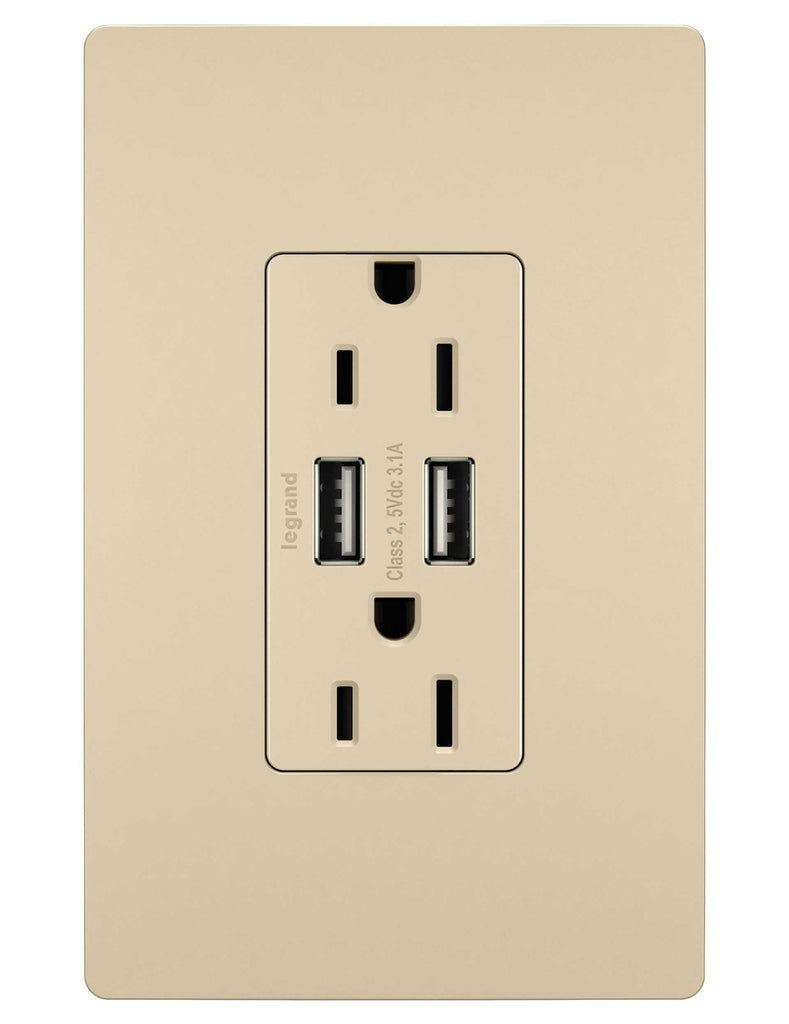 Legrand Canada - 15A Tamper-Resistant USB Outlet - Ivory- Union Lighting Luminaires Decor