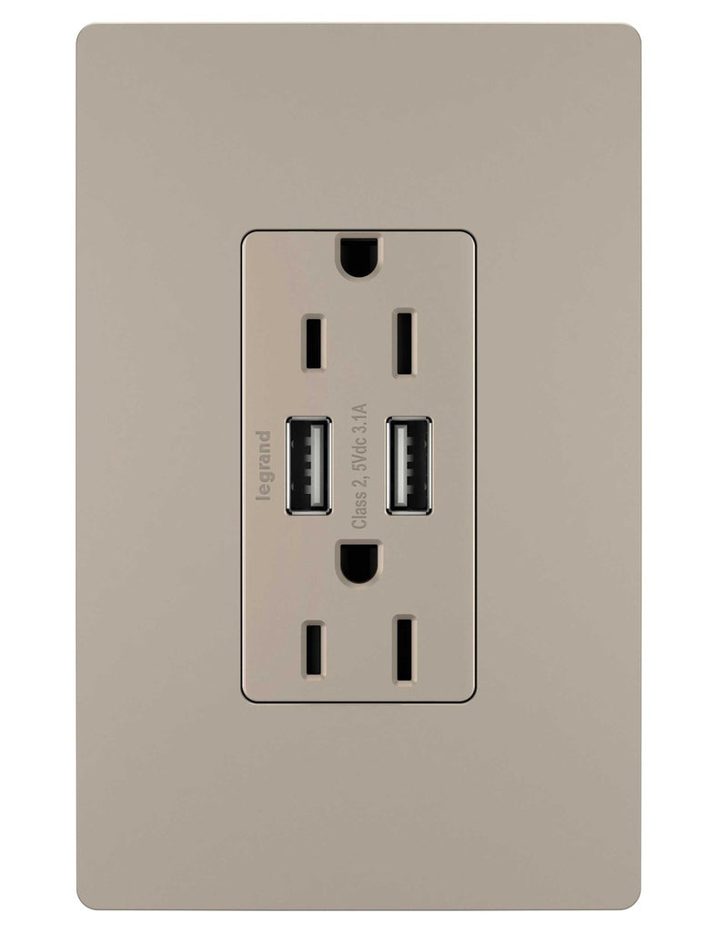 Legrand Canada - 15A Tamper-Resistant USB Outlet - Nickel- Union Lighting Luminaires Decor