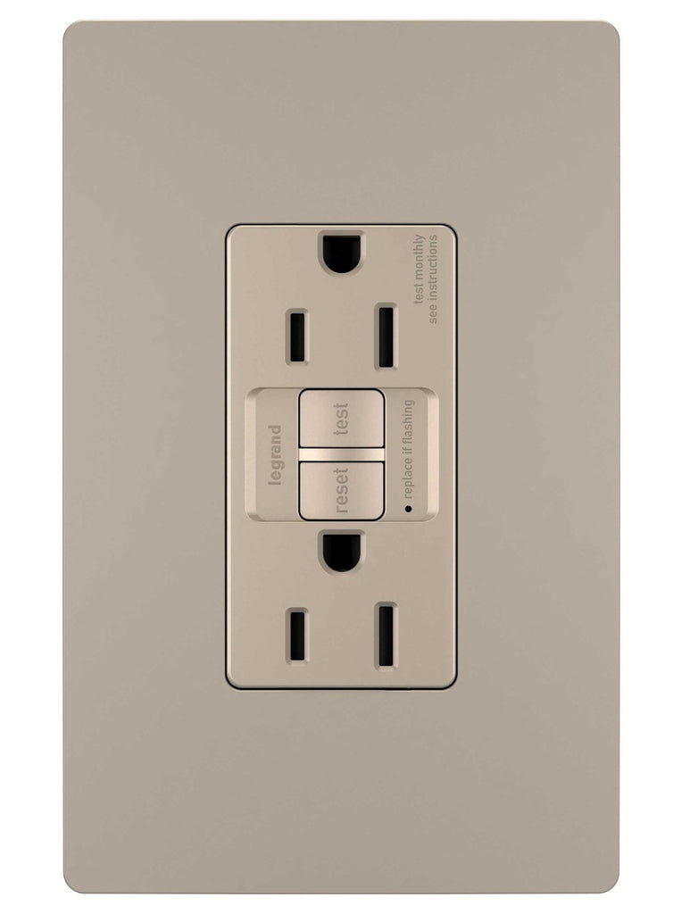 Legrand Canada - Tamper-Resistant 15A Duplex Self-Test GFCI Receptacles with SafeLock Protection - Nickel- Union Lighting Luminaires Decor