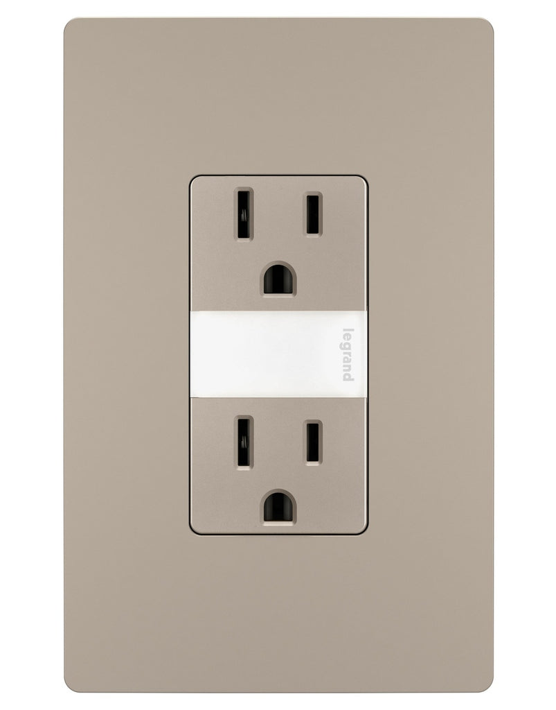 Legrand Canada - 15A Tamper-Resistant Outlet with Night Light - Nickel- Union Lighting Luminaires Decor