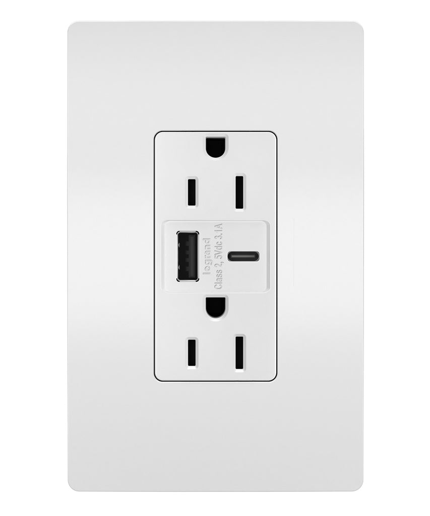 Legrand Canada - 15A Tamper-Resistant USB Type A/C Outlet - White- Union Lighting Luminaires Decor