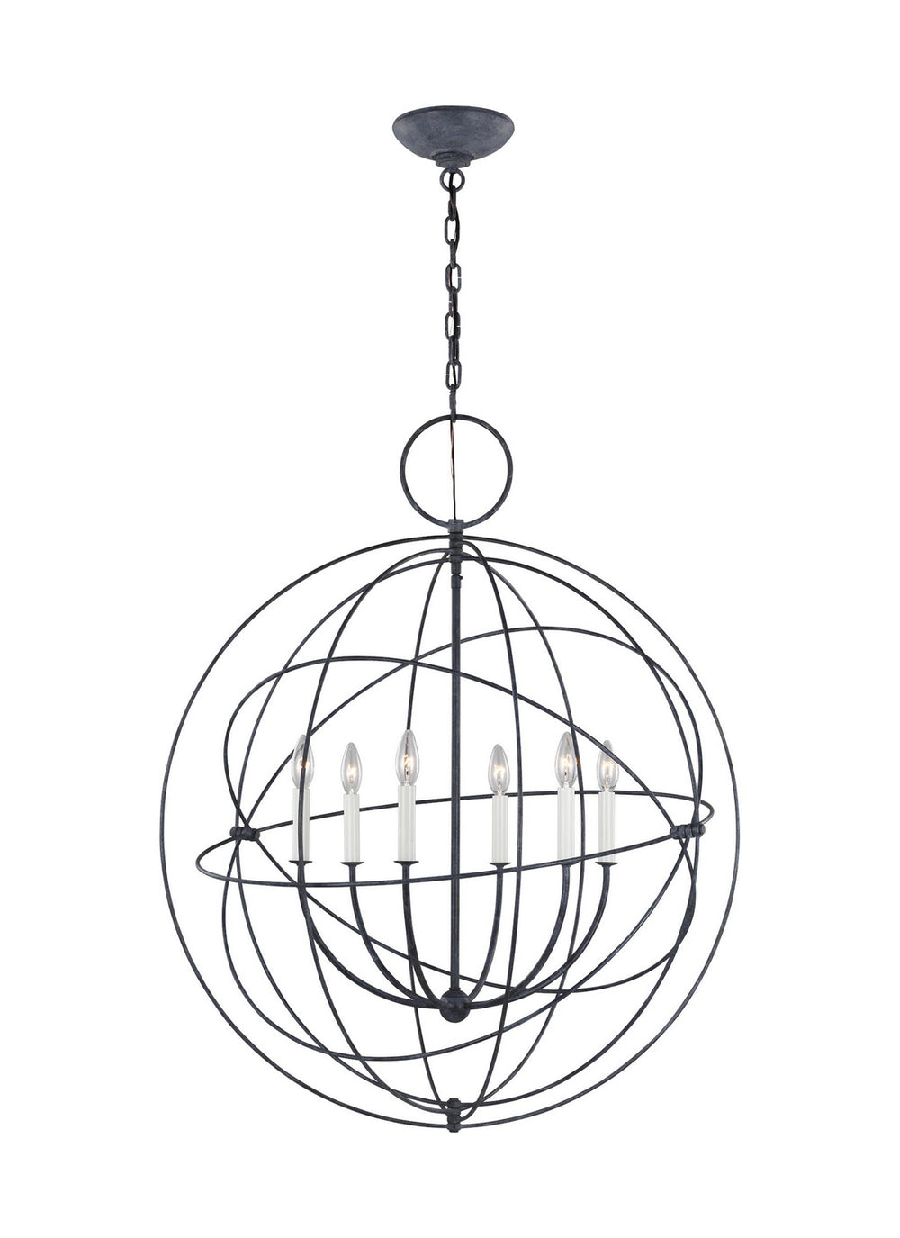 Visual Comfort Studio Canada - Six Light Pendant - Bayberry - Weathered Galvanized- Union Lighting Luminaires Decor