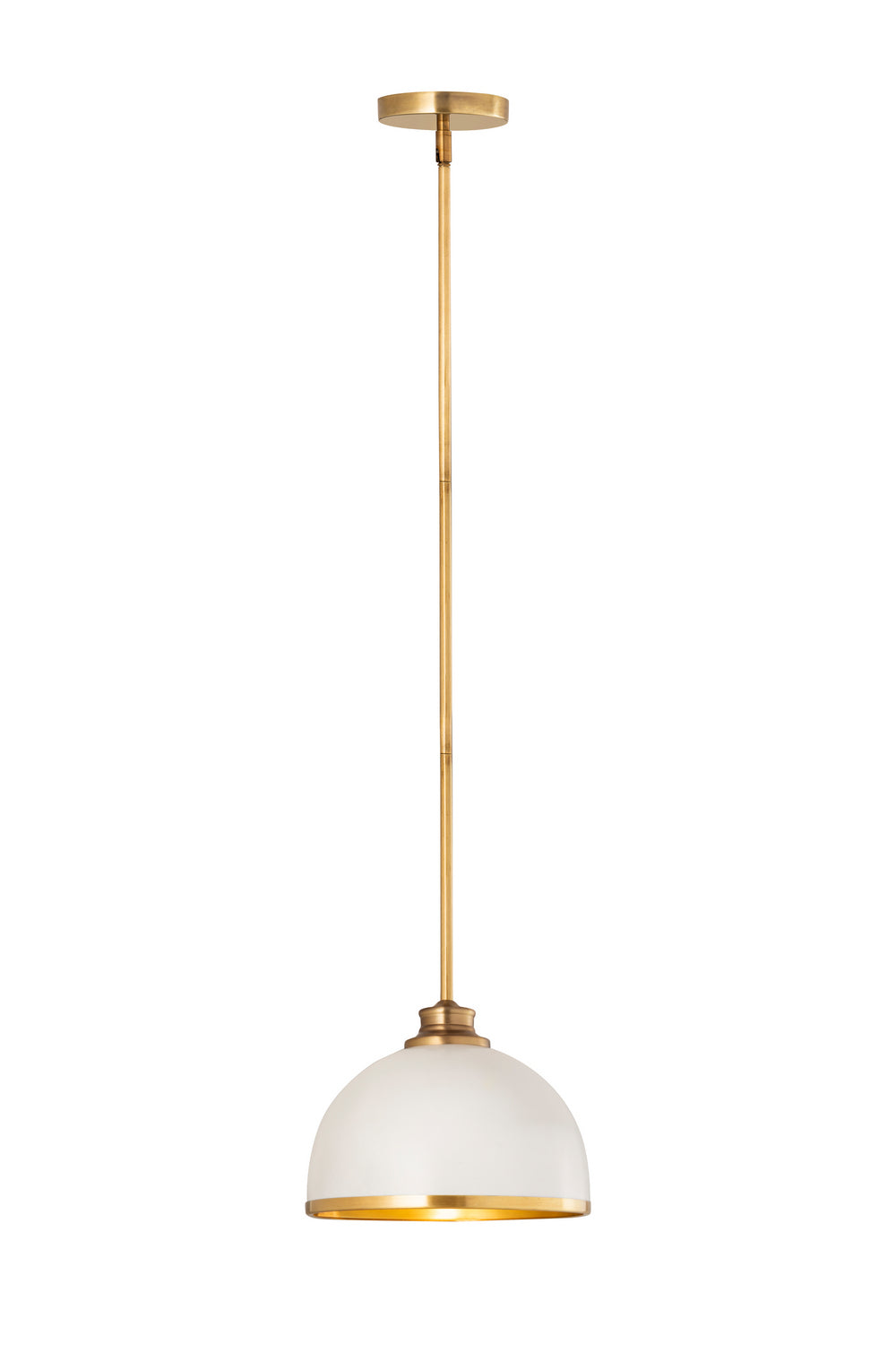 Z-Lite Canada - One Light Pendant - Landry - Matte White / Rubbed Brass- Union Lighting Luminaires Decor