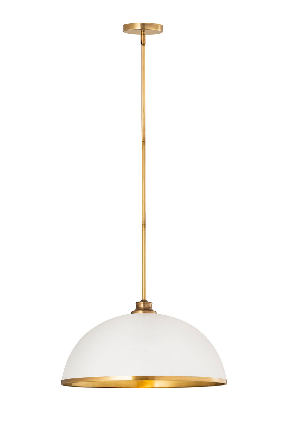 Z-Lite Canada - One Light Pendant - Landry - Matte White / Rubbed Brass- Union Lighting Luminaires Decor