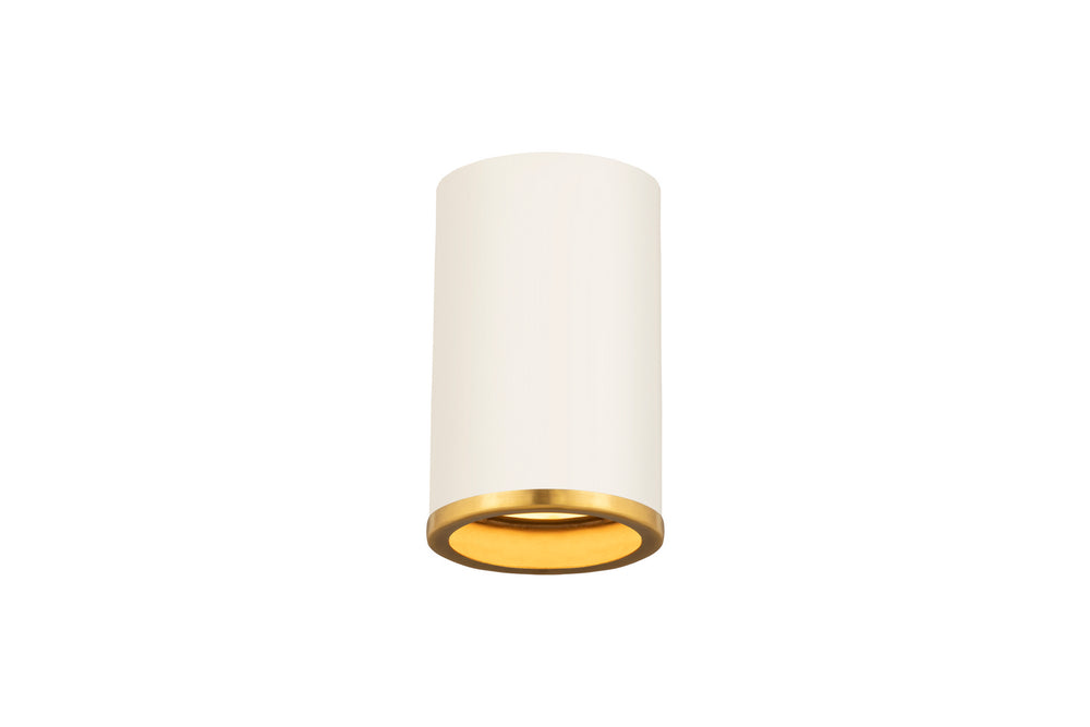 Z-Lite Canada - One Light Flush Mount - Arlo - Matte White + Rubbed Brass- Union Lighting Luminaires Decor
